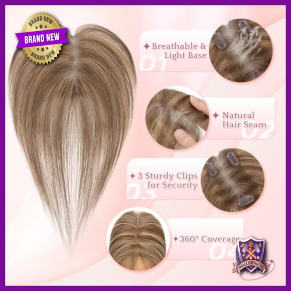 Human Hair Topper with Bangs 11 Inch Clip-In Lightweight Hairpiece